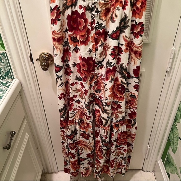 ABERCROMBIE & FITCH Linen Blend Floral Button Maxi Dress Size M Tall - Picture 9 of 10